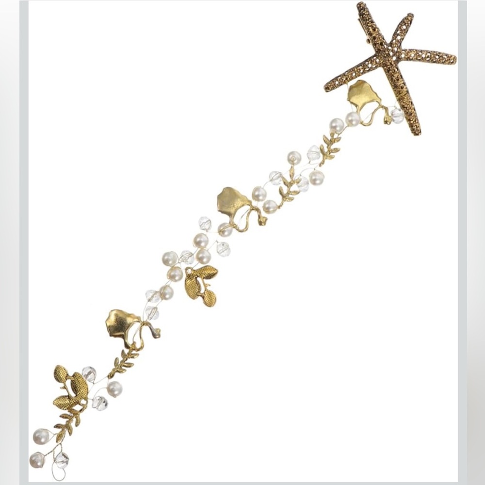 Gold Starfish Mermaid Hair Accessory with Pearls